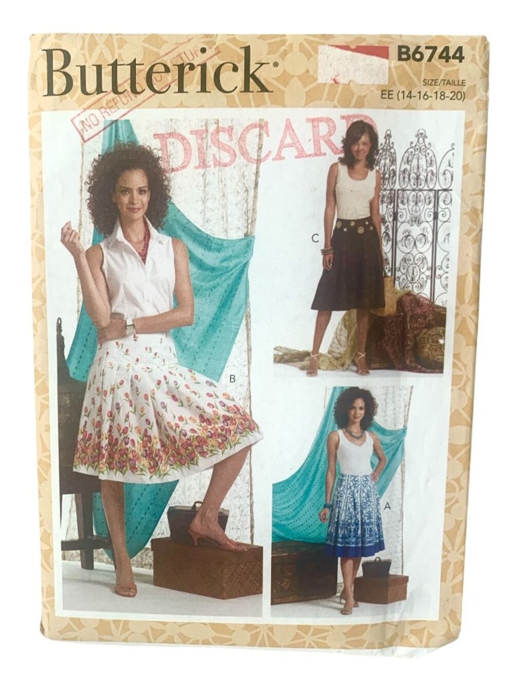 Butterick B6847 Pattern Misses Skirt Flared Pleated Variations Uncut Size 14 16